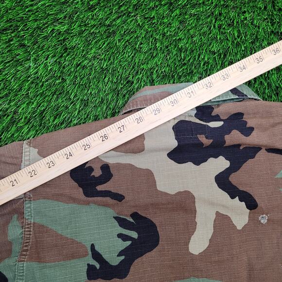 Vintage Woodland Camo Coat Jacket S/M 21x26 Blue Brown Black - Picture 3 of 16